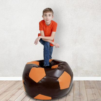 Fotoliu tip minge Mondo Ball, Bean Bag, maro-portocaliu, imitatie piele, 74 cm - imagine 6