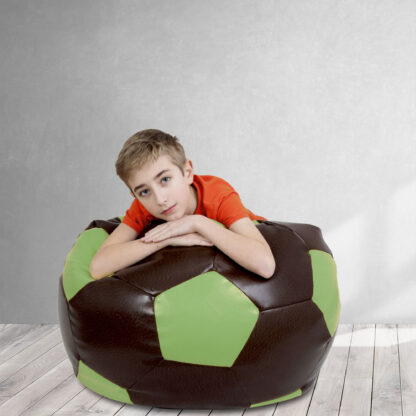 Fotoliu tip minge Mondo Ball, Bean Bag, maro-verde, imitatie piele, 74 cm - imagine 2