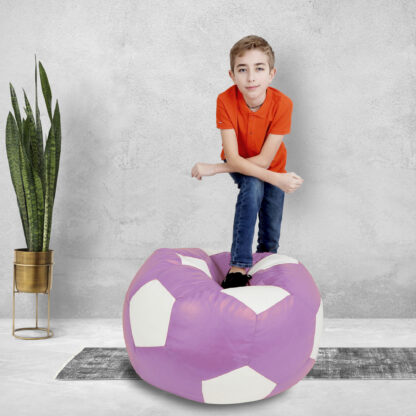 Fotoliu tip minge Mondo Ball, Bean Bag, mov-alb, imitatie piele, 74 cm - imagine 4