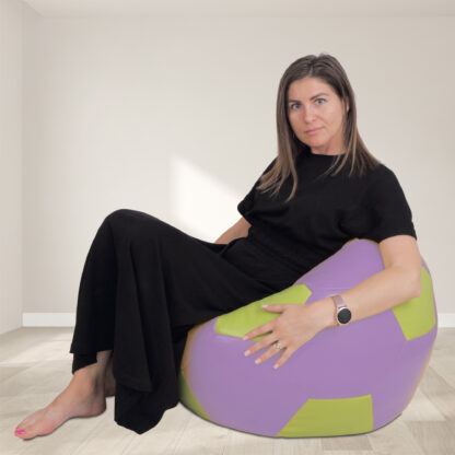 Fotoliu tip minge Mondo Ball, Bean Bag, mov-verde, imitatie piele, 74 cm - imagine 5