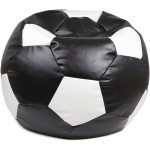 Fotoliu tip minge Mondo Ball, Bean Bag, negru-alb, imitatie piele, 74 cm - imagine 5