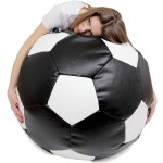 Fotoliu tip minge Mondo Ball, Bean Bag, negru-alb, imitatie piele, 74 cm - imagine 2