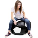 Fotoliu tip minge Mondo Ball, Bean Bag, negru-alb, imitatie piele, 74 cm - imagine 8