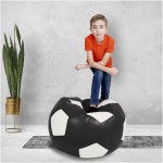 Fotoliu tip minge Mondo Ball, Bean Bag, negru-alb, imitatie piele, 74 cm - imagine 7