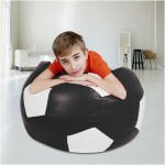 Fotoliu tip minge Mondo Ball, Bean Bag, negru-alb, imitatie piele, 74 cm - imagine 6