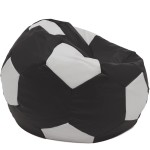 Fotoliu tip minge Mondo Ball, Bean Bag, negru-alb, imitatie piele, 74 cm - imagine 3