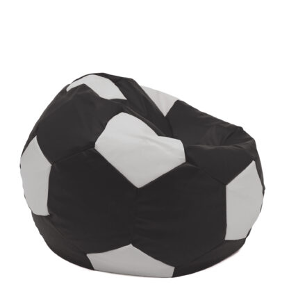 Fotoliu tip minge Mondo Ball, Bean Bag, negru-alb, imitatie piele, 74 cm - imagine 3