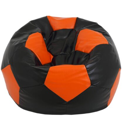 Fotoliu tip minge Mondo Ball, Bean Bag, negru-portocaliu, imitatie piele, 74 cm