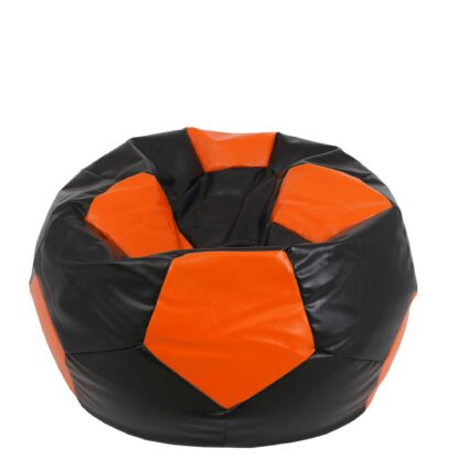 Fotoliu tip minge Mondo Ball, Bean Bag, negru-portocaliu, imitatie piele, 74 cm - imagine 3