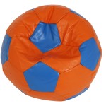 Fotoliu tip minge Baby Ball, Bean Bag, portocaliu-albastru, imitatie piele, 59 cm - imagine 2