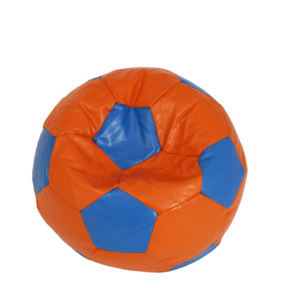 Fotoliu tip minge Baby Ball, Bean Bag, portocaliu-albastru, imitatie piele, 59 cm - imagine 2