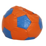 Fotoliu tip minge Baby Ball, Bean Bag, portocaliu-albastru, imitatie piele, 59 cm - imagine 3