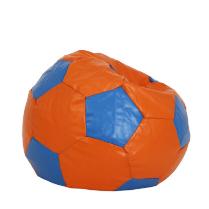 Fotoliu tip minge Mondo Ball, Bean Bag, portocaliu-albastru, imitatie piele, 74 cm - imagine 3