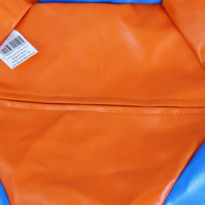 Fotoliu tip minge Mondo Ball, Bean Bag, portocaliu-albastru, imitatie piele, 74 cm - imagine 4
