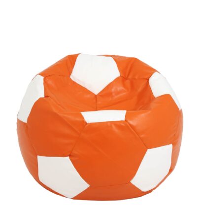 Fotoliu tip minge Baby Ball, Bean Bag, portocaliu-alb, imitatie piele, 59 cm