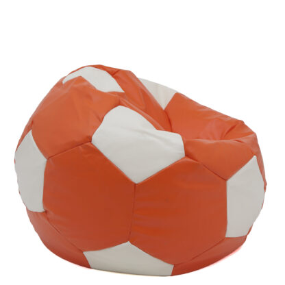 Fotoliu tip minge Mondo Ball, Bean Bag, portocaliu-alb, imitatie piele, 74 cm - imagine 2