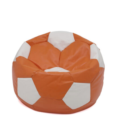 Fotoliu tip minge Mondo Ball, Bean Bag, portocaliu-alb, imitatie piele, 74 cm - imagine 4