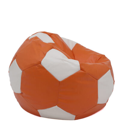 Fotoliu tip minge Mondo Ball, Bean Bag, portocaliu-alb, imitatie piele, 74 cm - imagine 3
