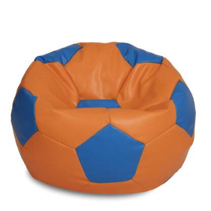 Fotoliu tip minge Mondo Ball, Bean Bag, portocaliu-albastru, imitatie piele, 74 cm