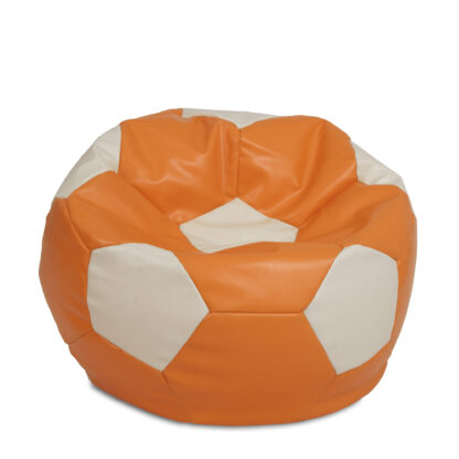 Fotoliu tip minge Mondo Ball, Bean Bag, portocaliu-crem, imitatie piele, 74 cm
