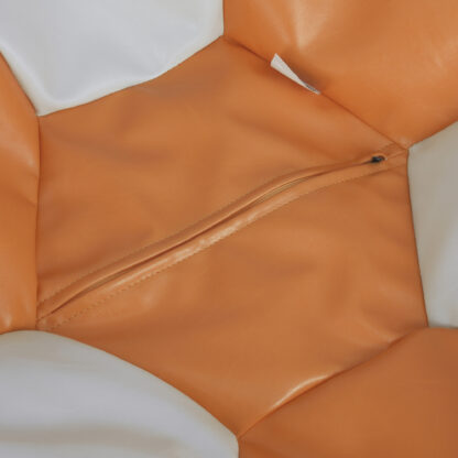 Fotoliu tip minge Mondo Ball, Bean Bag, portocaliu-crem, imitatie piele, 74 cm - imagine 3