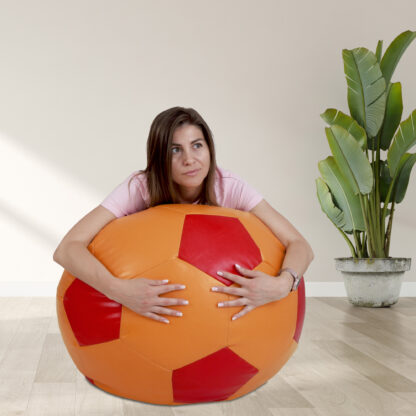 Fotoliu tip minge Mondo Ball, Bean Bag, portocaliu-rosu, imitatie piele, 74 cm - imagine 5