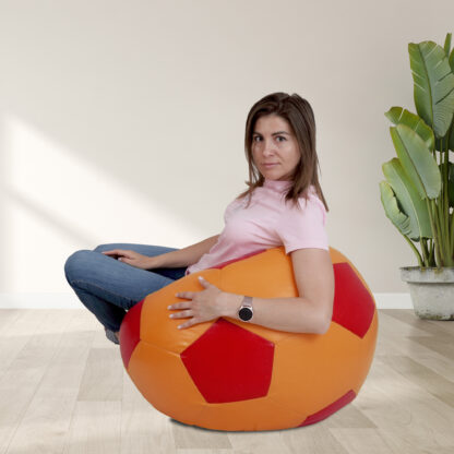 Fotoliu tip minge Mondo Ball, Bean Bag, portocaliu-rosu, imitatie piele, 74 cm - imagine 6