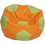 Fotoliu tip minge Mondo Ball, Bean Bag, portocaliu-verde, imitatie piele, 74 cm - imagine 2