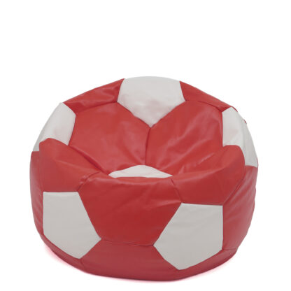 Fotoliu tip minge Mondo Ball, Bean Bag, rosu-alb, imitatie piele, 74 cm