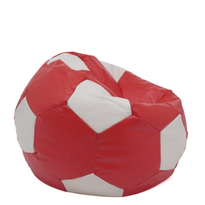Fotoliu tip minge Mondo Ball, Bean Bag, rosu-alb, imitatie piele, 74 cm - imagine 2