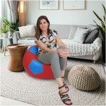 Fotoliu tip minge Mondo Ball, Bean Bag, rosu-albastru, imitatie piele, 74 cm - imagine 5