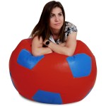Fotoliu tip minge Mondo Ball, Bean Bag, rosu-albastru, imitatie piele, 74 cm - imagine 6