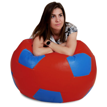 Fotoliu tip minge Mondo Ball, Bean Bag, rosu-albastru, imitatie piele, 74 cm - imagine 6
