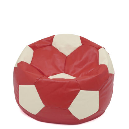 Fotoliu tip minge Mondo Ball, Bean Bag, rosu-crem, imitatie piele, 74 cm
