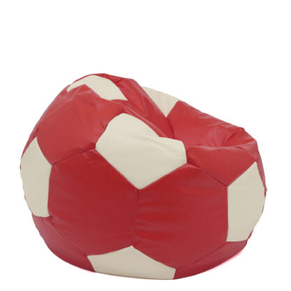 Fotoliu tip minge Mondo Ball, Bean Bag, rosu-crem, imitatie piele, 74 cm - imagine 3