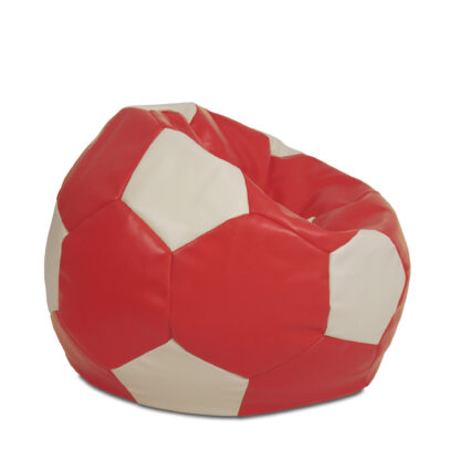 Fotoliu tip minge Mondo Ball, Bean Bag, rosu-crem, imitatie piele, 74 cm - imagine 4
