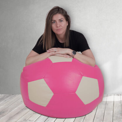 Fotoliu tip minge Mondo Ball, Bean Bag, roz-crem, imitatie piele, 74 cm - imagine 5