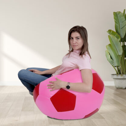 Fotoliu tip minge Mondo Ball, Bean Bag, roz-rosu, imitatie piele, 74 cm - imagine 5
