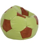 Fotoliu tip minge Mondo Ball, Bean Bag, verde-cognac, imitatie piele, 74 cm - imagine 3