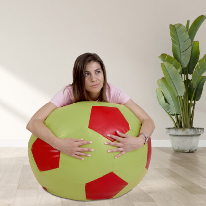 Fotoliu tip minge Mondo Ball, Bean Bag, verde-rosu, imitatie piele, 74 cm - imagine 5