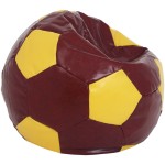 Fotoliu tip minge Mondo Ball, Bean Bag, visiniu-galben, imitatie piele, 74 cm - imagine 2