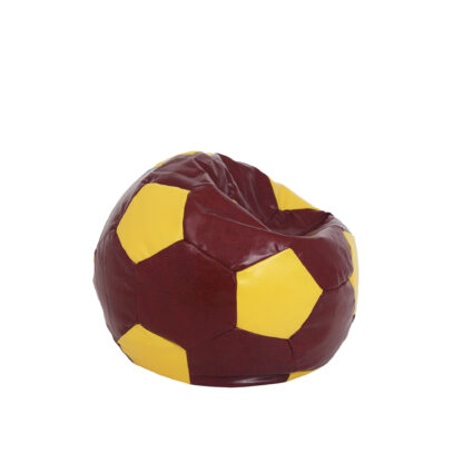 Fotoliu tip minge Mondo Ball, Bean Bag, visiniu-galben, imitatie piele, 74 cm - imagine 2