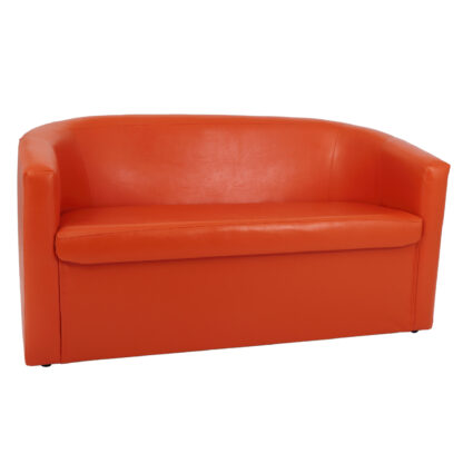Canapea Olga, portocaliu, piele ecologica, 130x68x68 cm