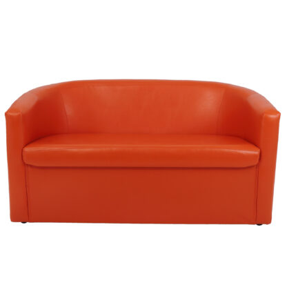 Canapea Olga, portocaliu, piele ecologica, 130x68x68 cm - imagine 2