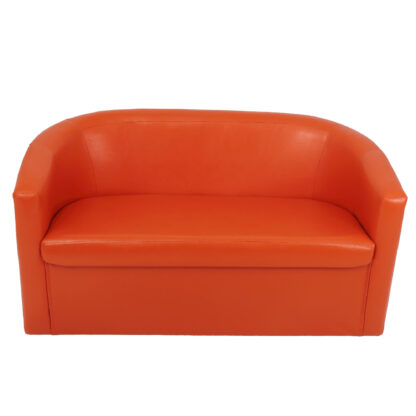Canapea Olga, portocaliu, piele ecologica, 130x68x68 cm - imagine 3
