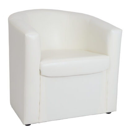Fotoliu Olga, alb, piele ecologica, 68x68x68 cm