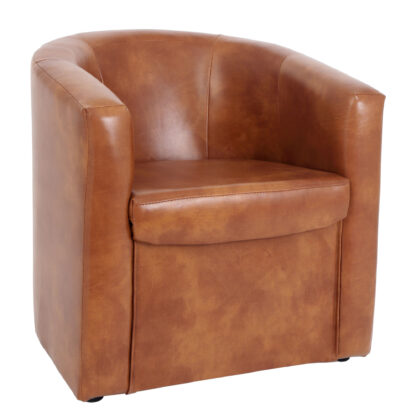 Fotoliu Olga, cognac, piele ecologica, 68x68x68 cm
