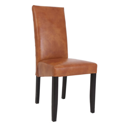 Scaun Olivia, piele ecologica, cadru wenge, culoare cognac, 47x100x60 cm - imagine 8