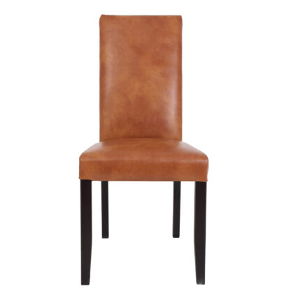 Scaun Olivia, piele ecologica, cadru wenge, culoare cognac, 47x100x60 cm - imagine 7
