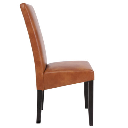 Scaun Olivia, piele ecologica, cadru wenge, culoare cognac, 47x100x60 cm - imagine 6